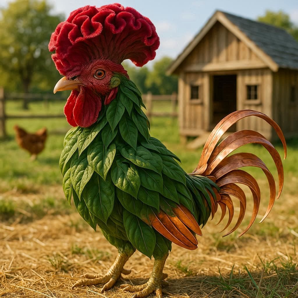 Copper-Tailed Cockscomb Chicken