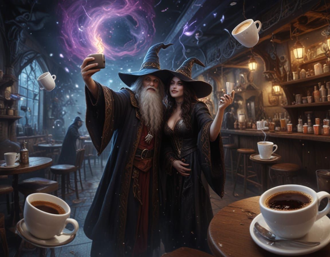 Mystics Cafe Taking Selfies  by @Trusty