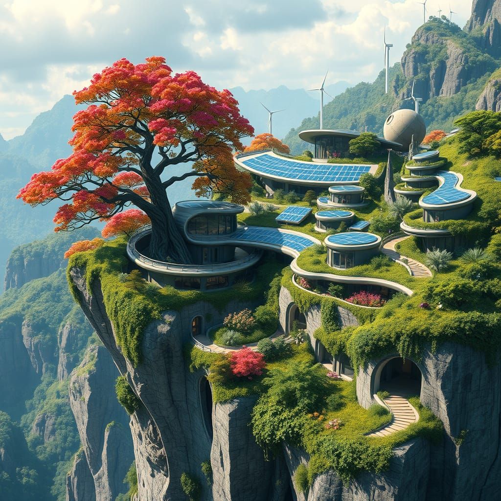 Solarpunk dwelling  by @KiwiJellyBean