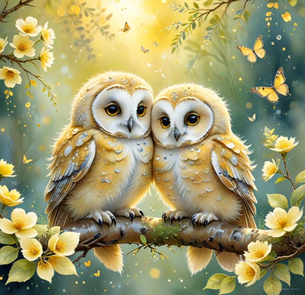 Sweet Spring Owlets  by @Joanna7