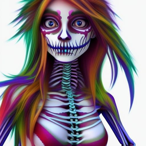 Beautiful Hyper Color Skeleton Attractive Realistic Elf Girl