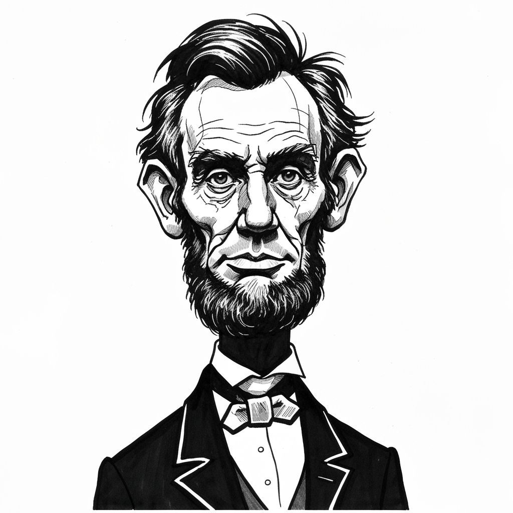Caricature of Abraham Lincoln drawn with a sharpie  by @Tangled Serendipity