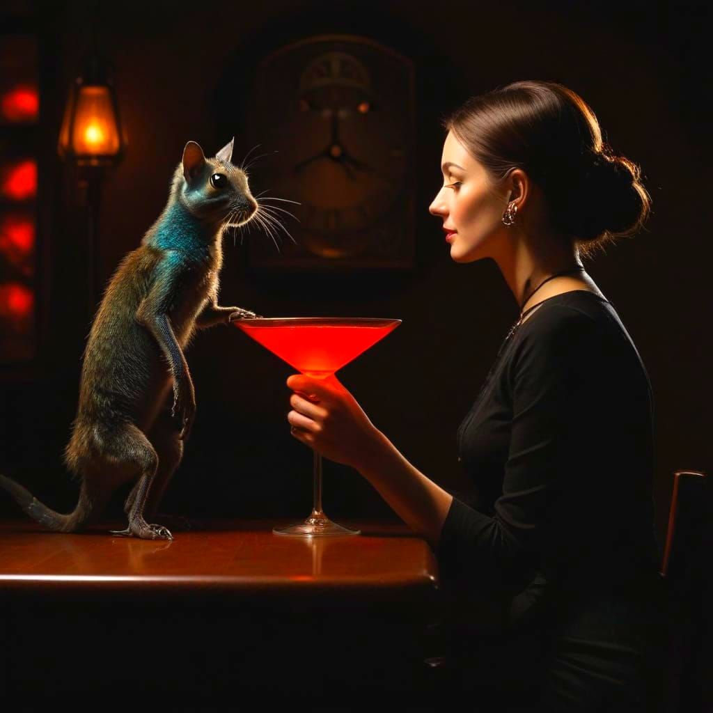 Surrealistic Lady in Vibrant Fantasy Scene