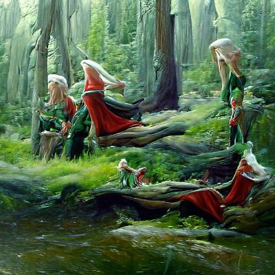 Elves in magestic forest