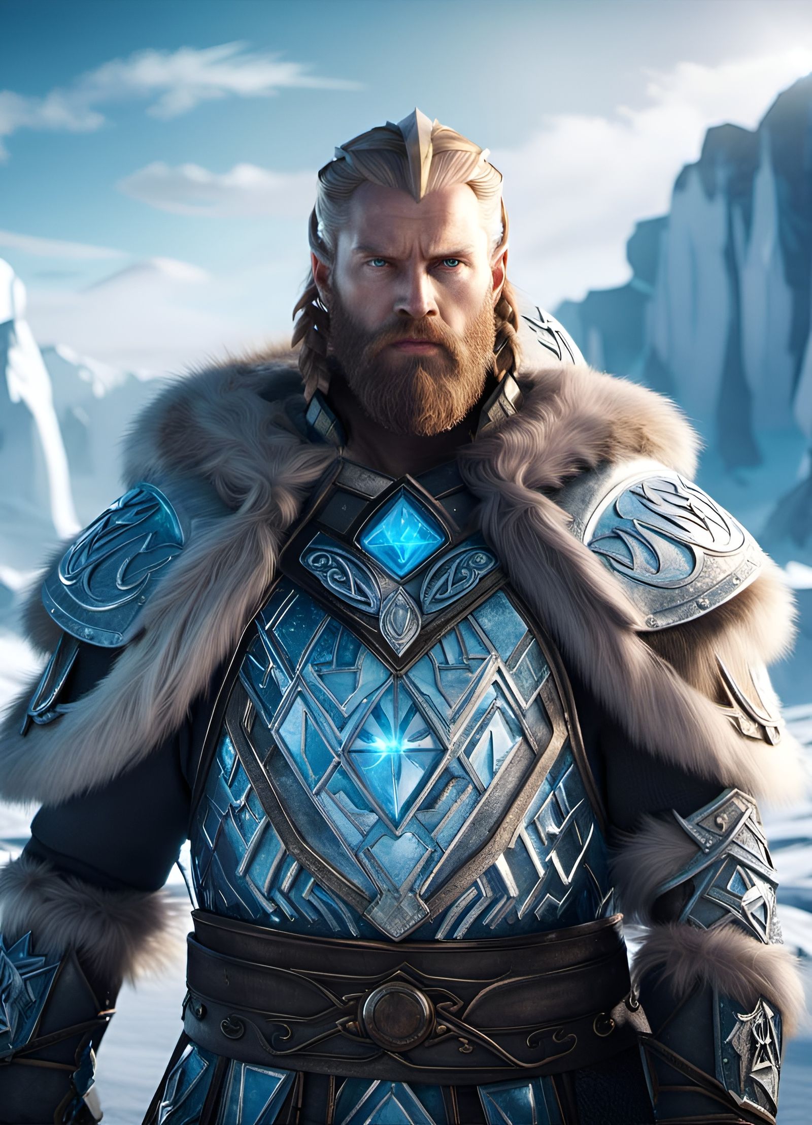 Icy Viking Portrait in Epic Frozen Landscape
