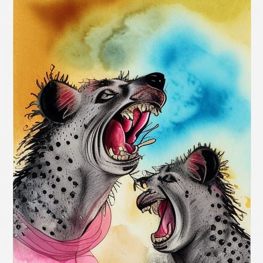 Fancy Laughing Hyenas laughing uproariously - AI Generated Artwork