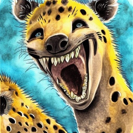 Fancy Laughing Hyenas laughing uproariously - AI Generated Artwork
