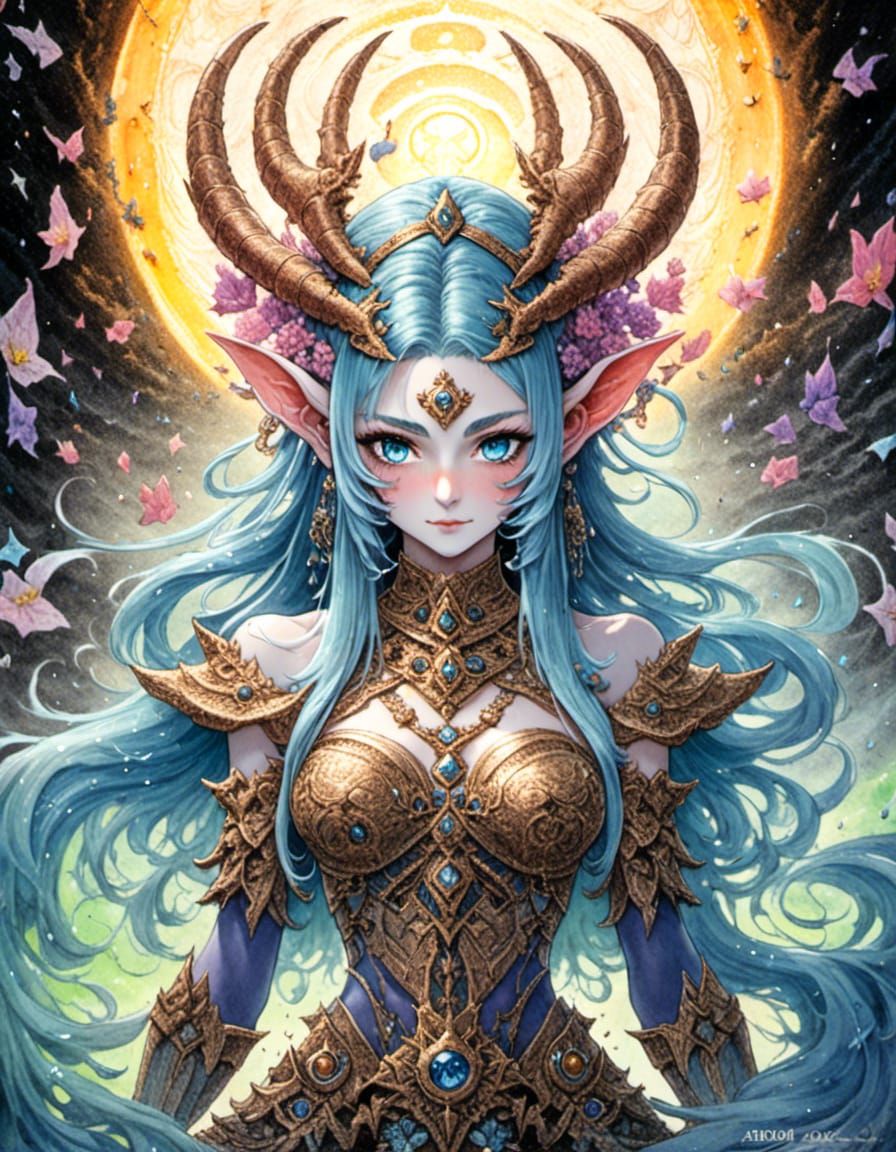 <lora:Female Goblins v1:1.0> demonic goddess, (detailed eyes, beautiful eyes), (masterpiece, best quality:1.5), (highly detailed), detailed...