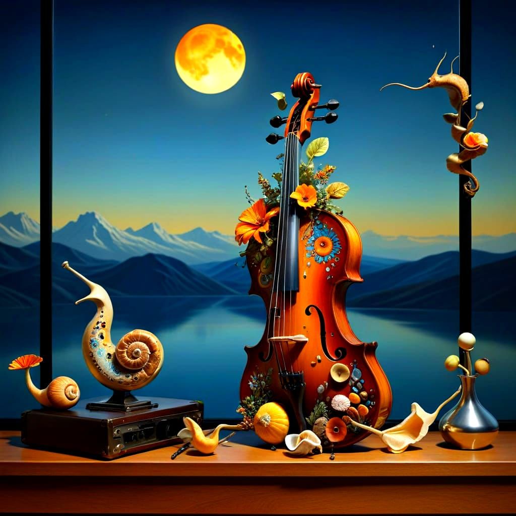 Surreal Still Life with Dream Landscape