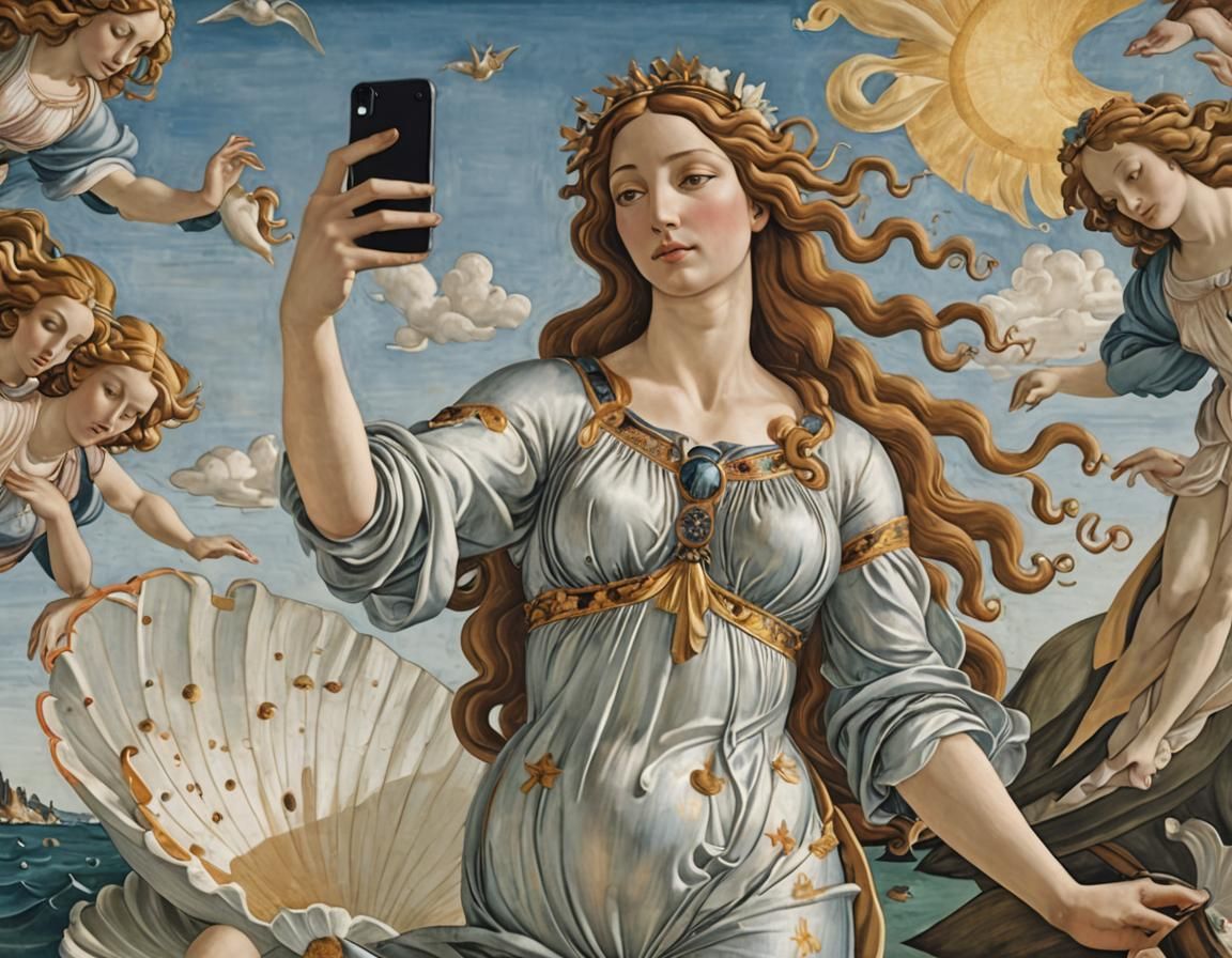 Botticelli's Venus taking a selfie  by @Daleone