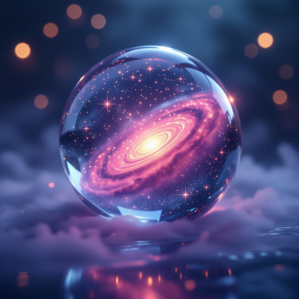 Glowing Galaxy Orb in Ethereal Landscape