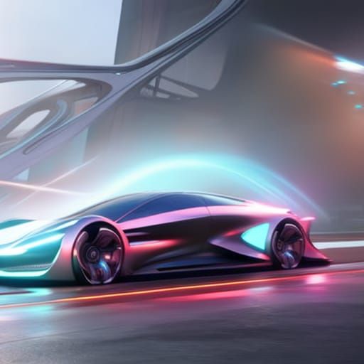 Futuristic car in futuristic city