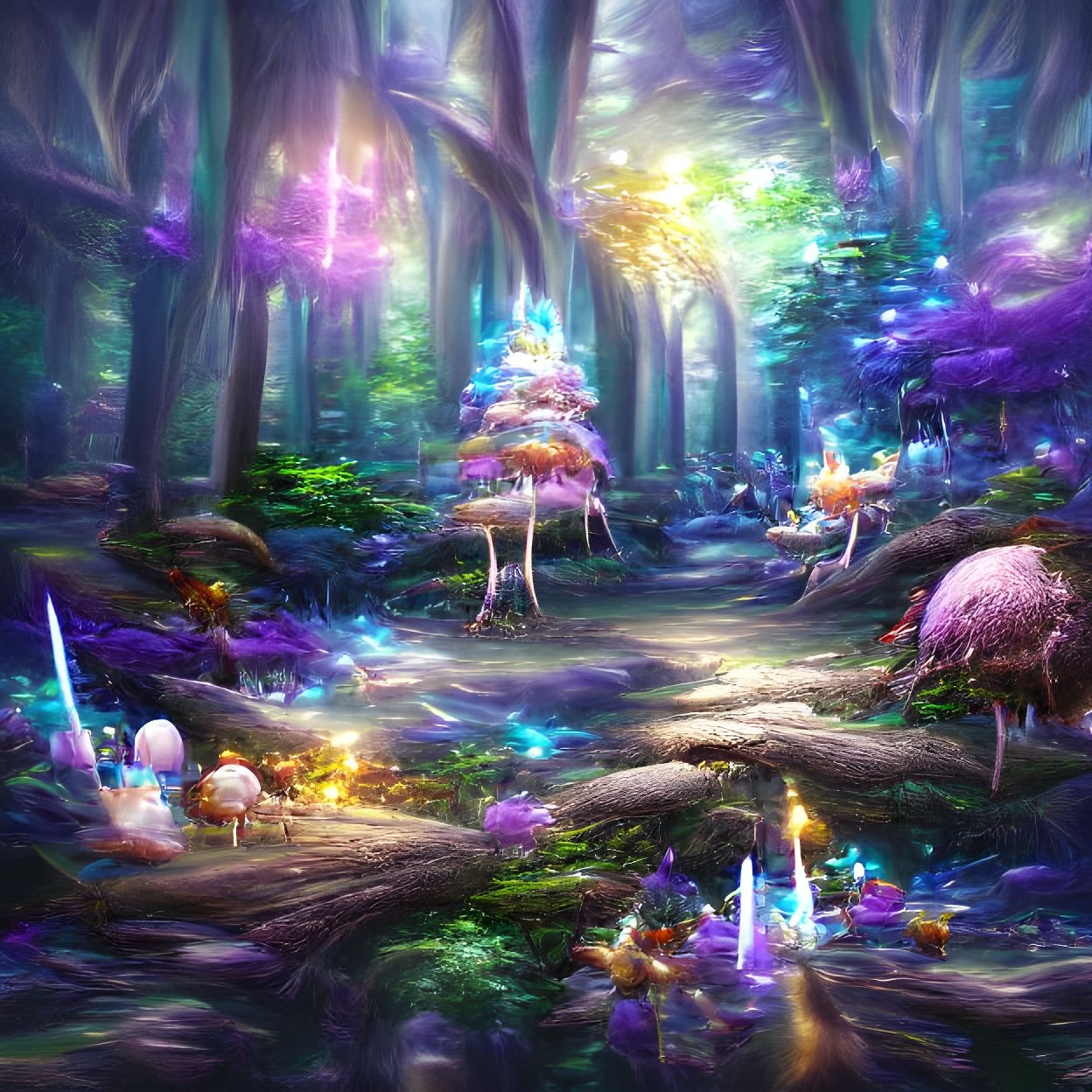 Magical fantasy forest 8k resolution artwork