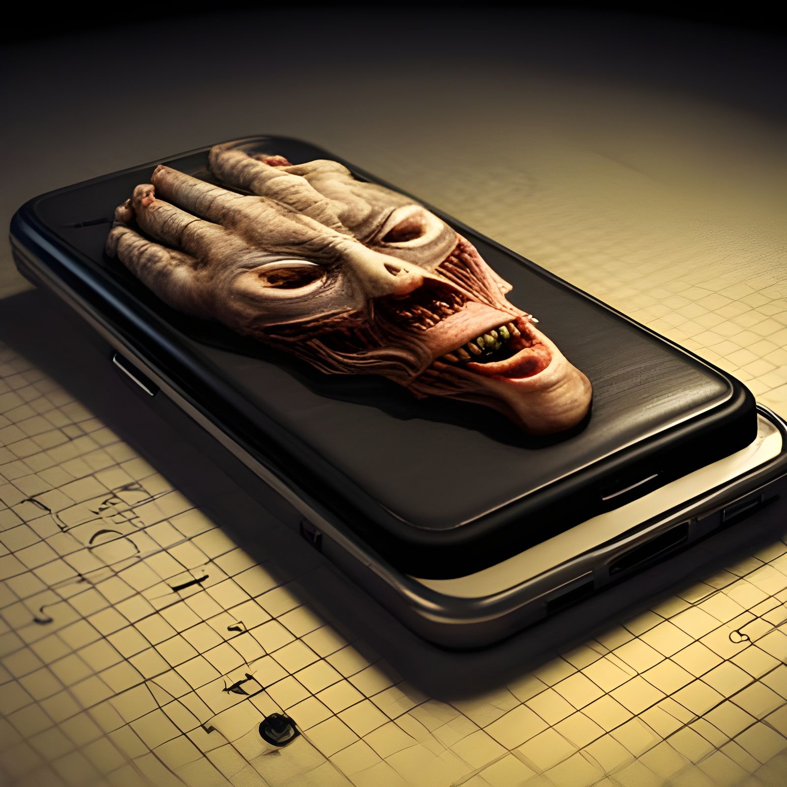 Detailed Cellphone in Zombiecore Style