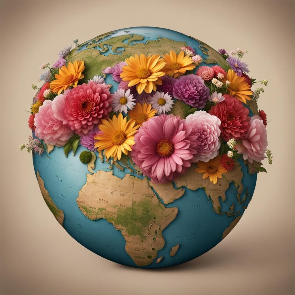 globe full of flowers - AI Generated Artwork - NightCafe Creator