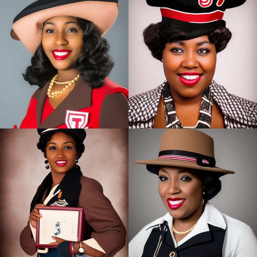 brown skinned black woman teacher in a 40s retro style outfi...