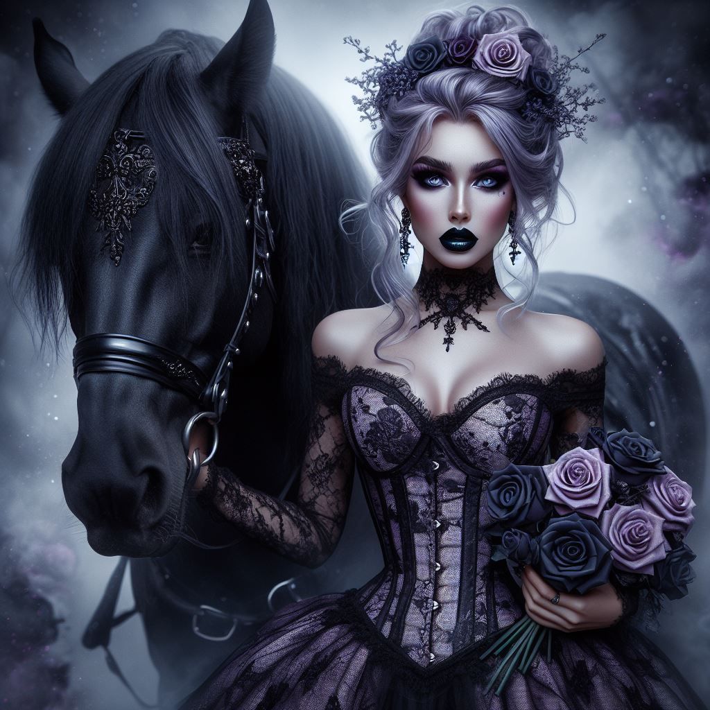 A gothic princess and her stallion