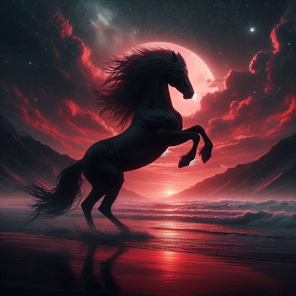 Black stallion Sunset