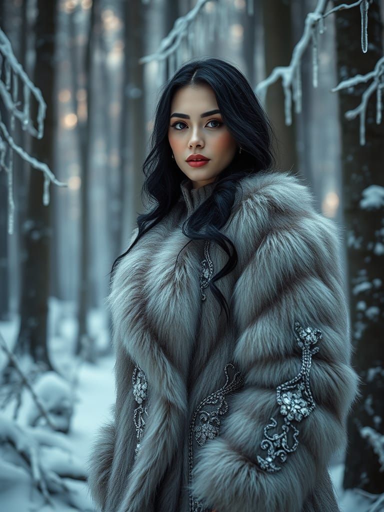 Mystical Winter Queen in Photorealistic 8K
