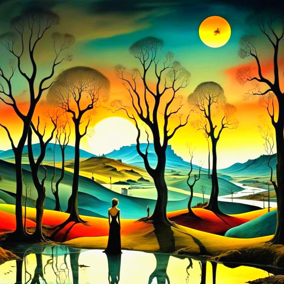 Vibrant Surrealist Landscape of Dreamlike Beauty