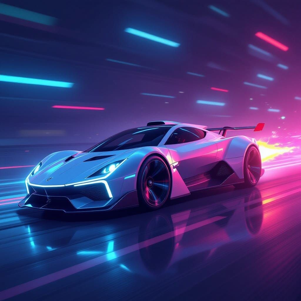 Futuristic Vehicle Speeding with Vibrant Colors