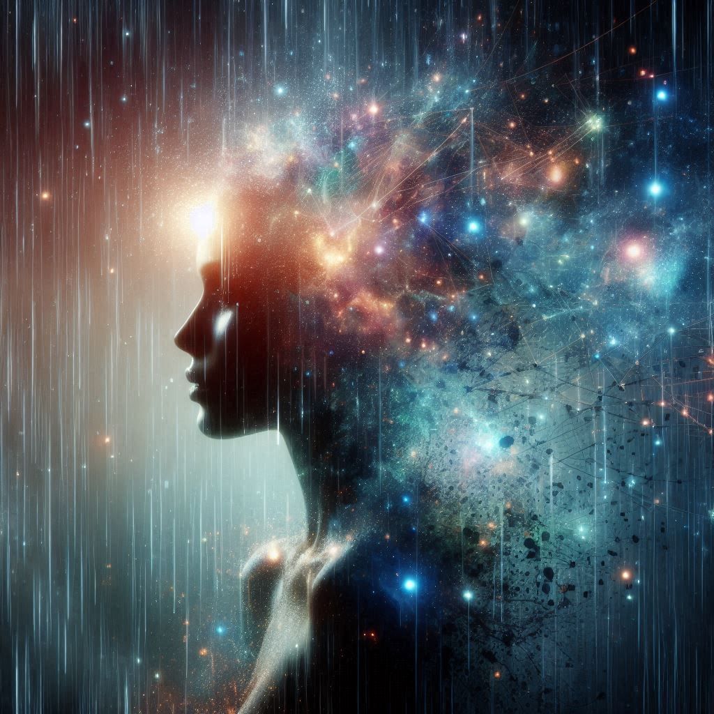 double exposure beautiful fantasy portrait landscape..