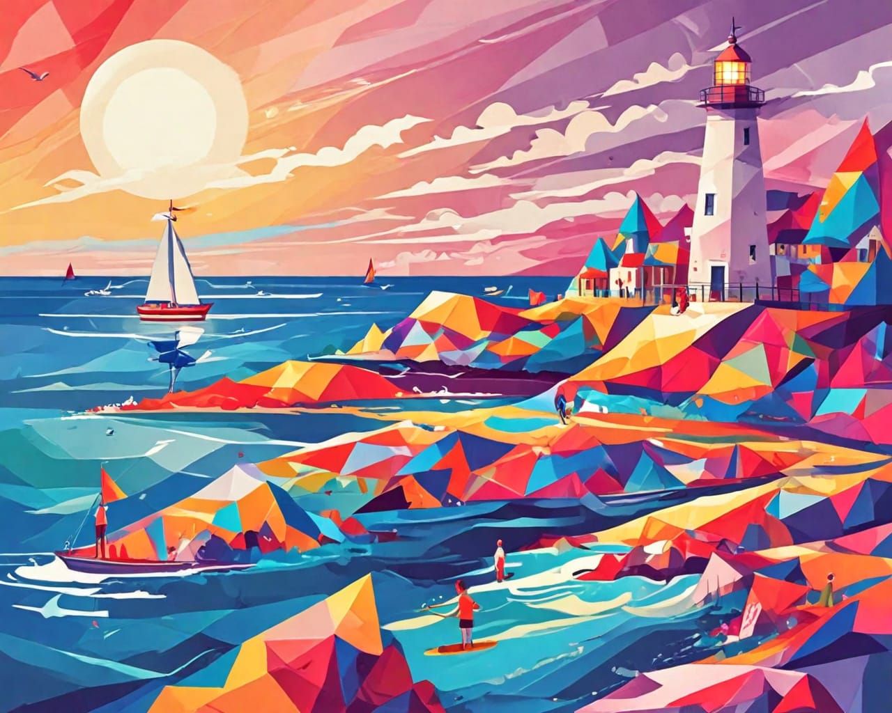 Lighthouse. Abstract scene.