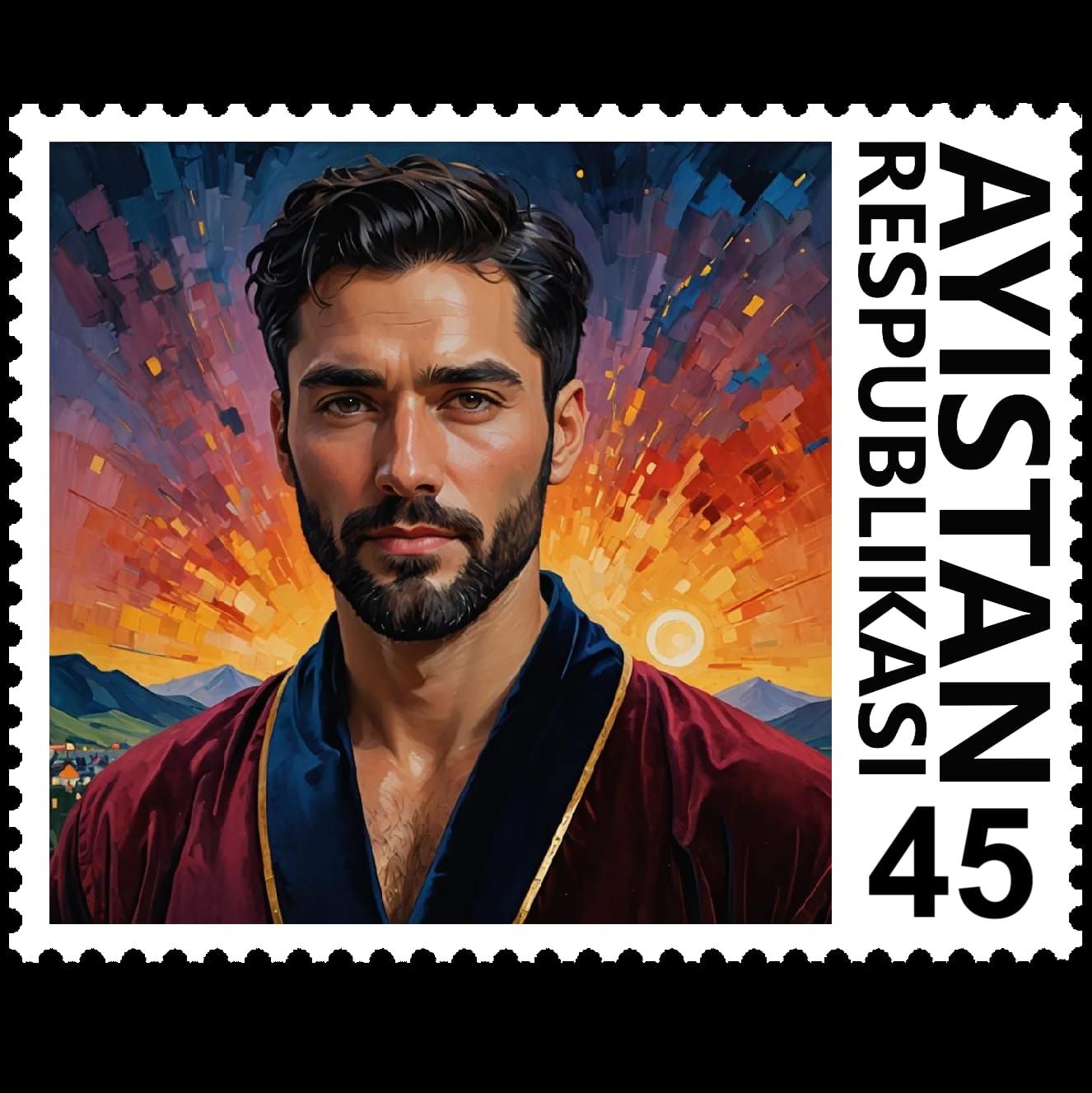 Republic of Ayıstan postage stamp, 45 Tuman, December 2024