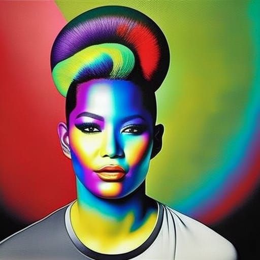 Exploding paint colors.Photorealistic  portrait of anarchy g...