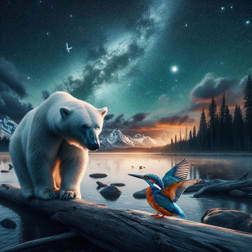 The Polar Bear is thinking  -- I don't think I have ever seen such a pretty creature !!