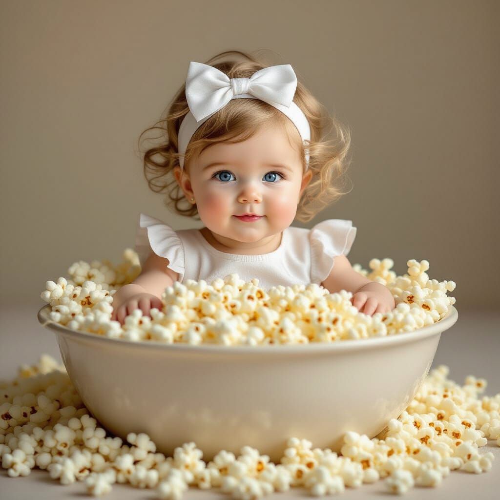 Baby Girl in Popcorn Bowl