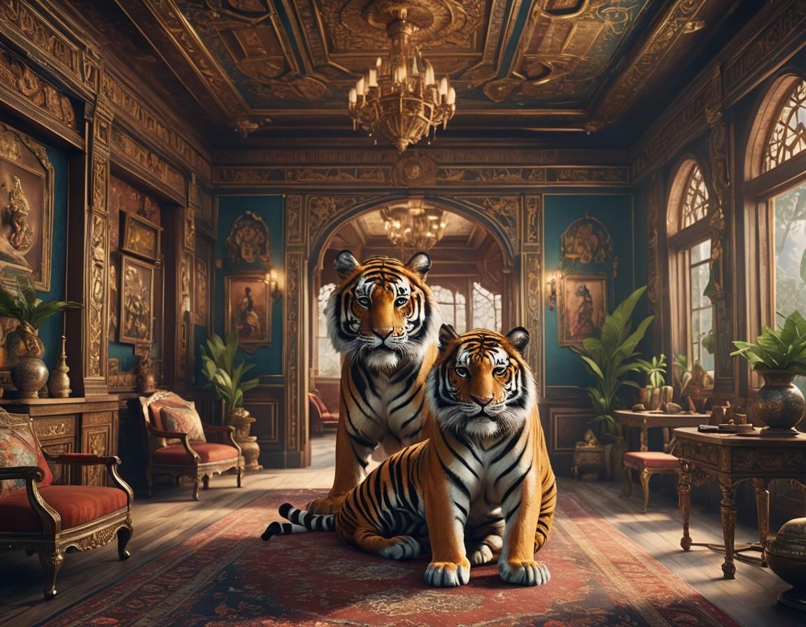 india tiger theme parlor room