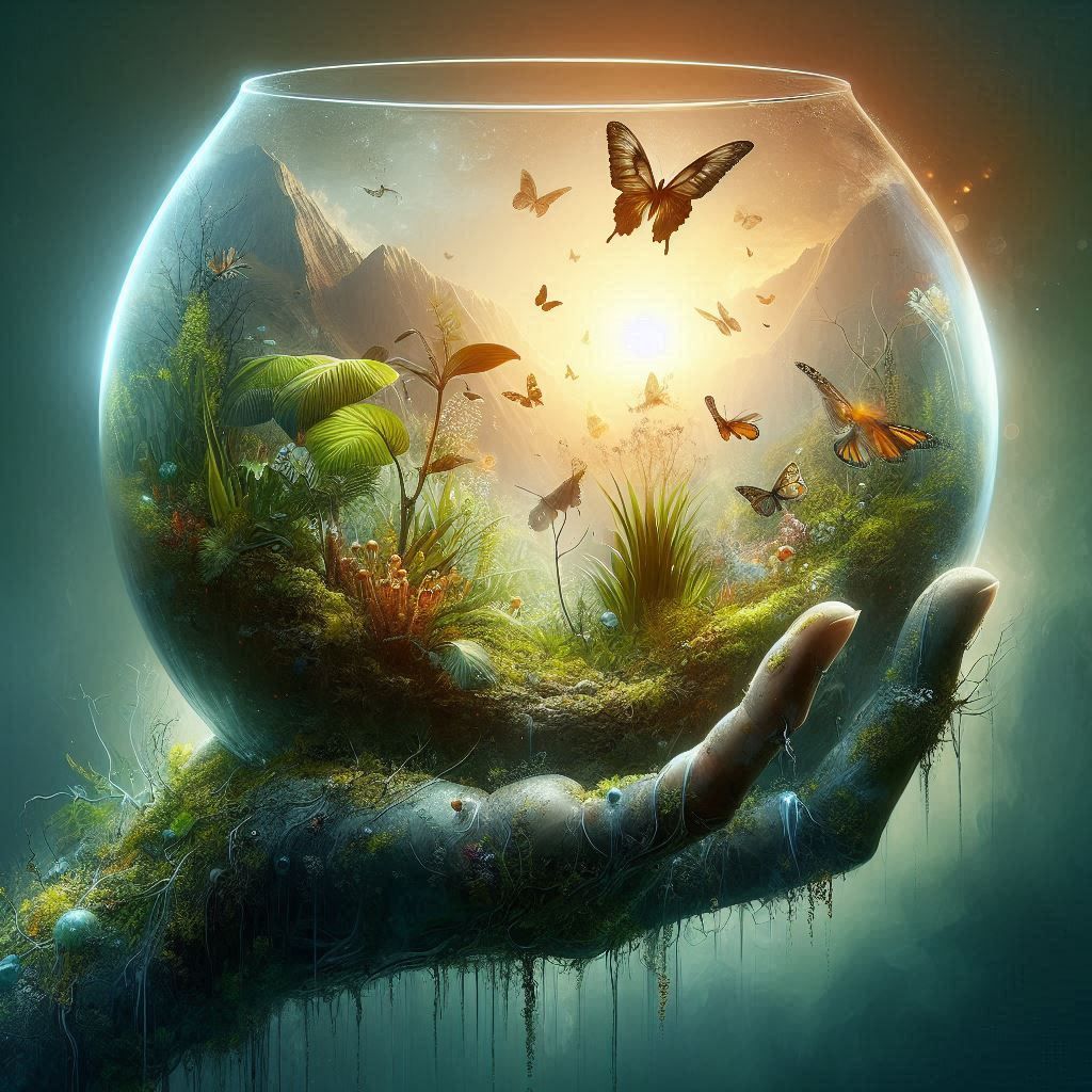 double exposure beautiful fantasy DALL-E 3 portrait landscape..