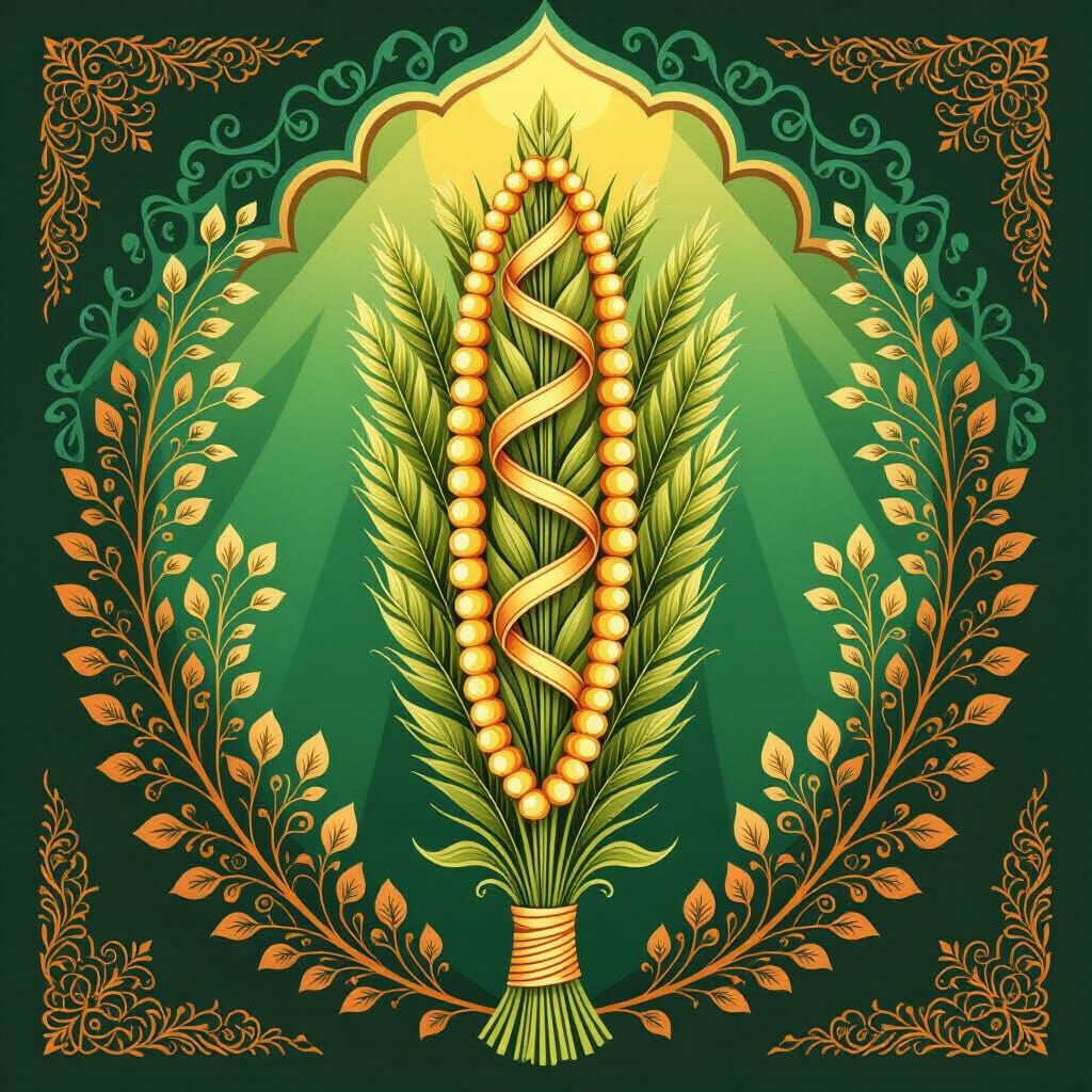 Festive Sukkoth Background With Lulav and Aravah