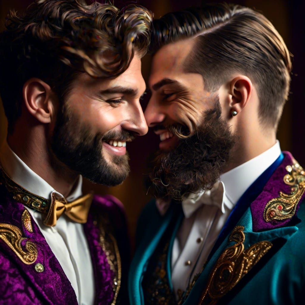 Masculine handsome couple in love