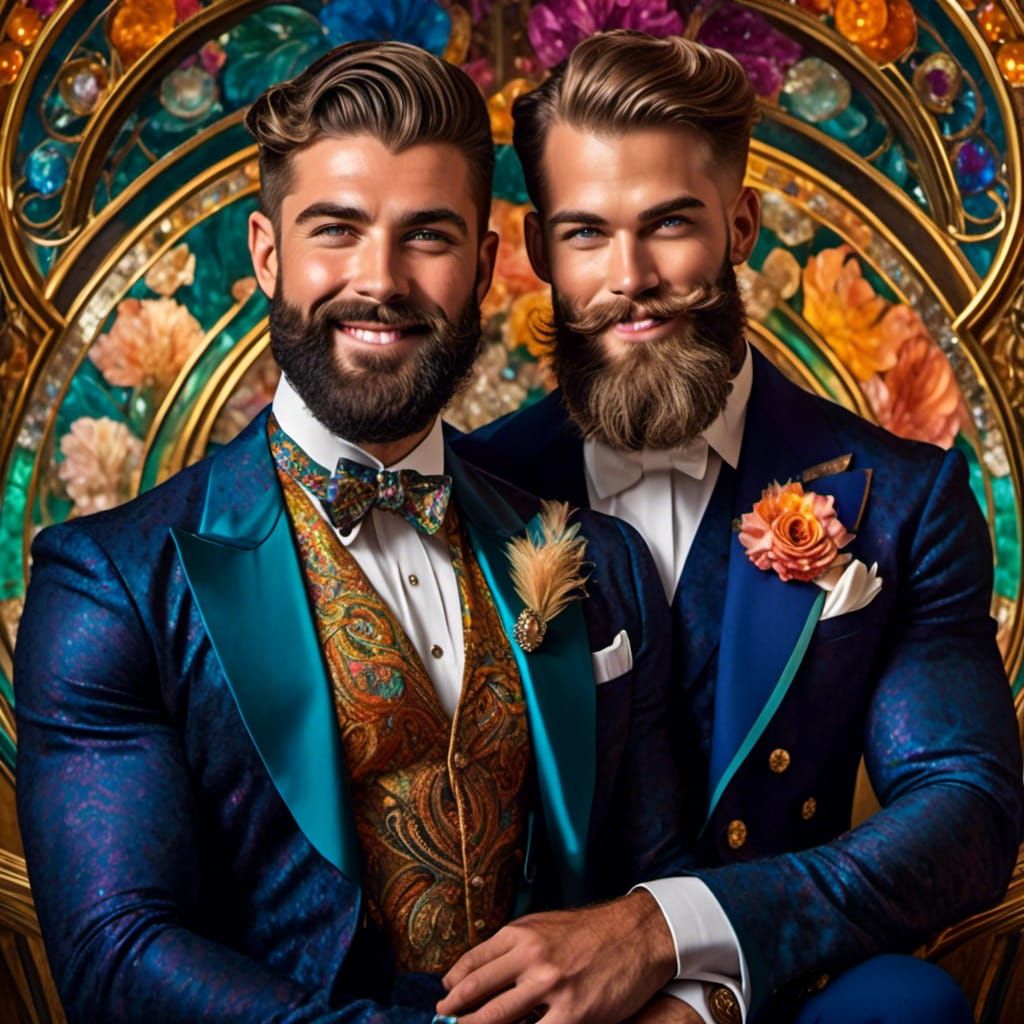 Handsome male couple in love