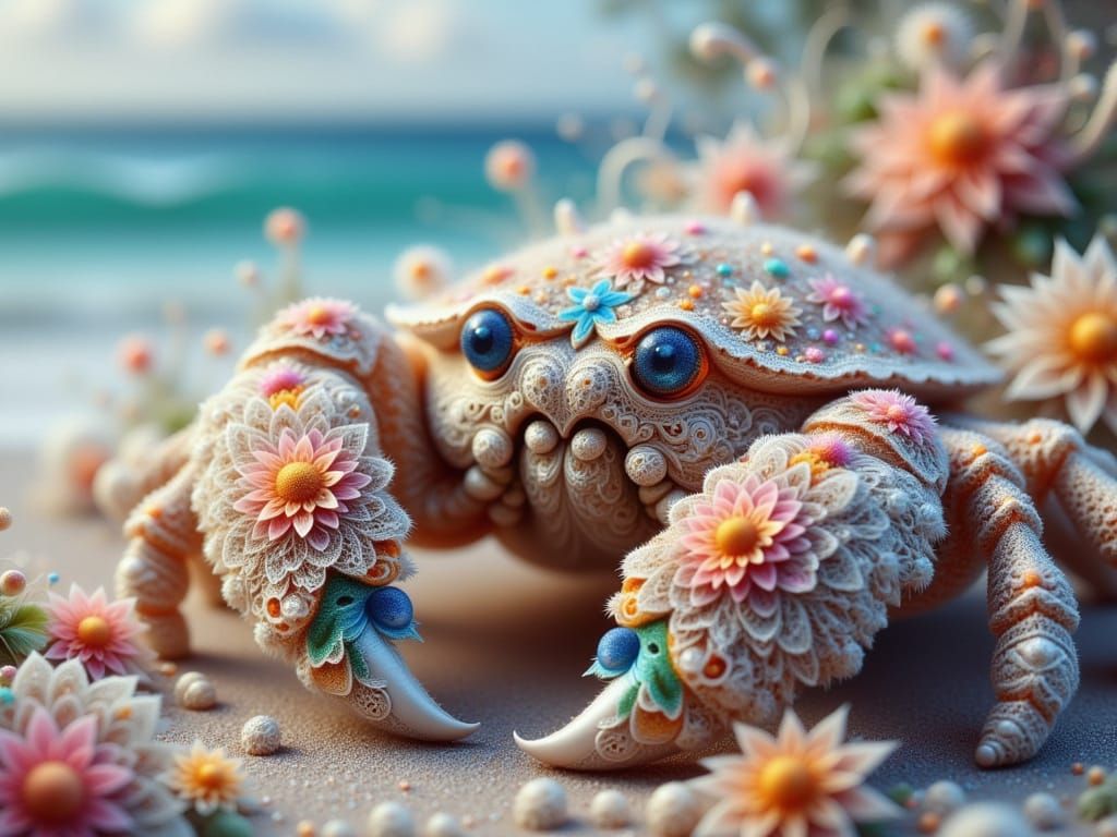 <lora:FiosFractalLace:1.0> Lottie the Crab