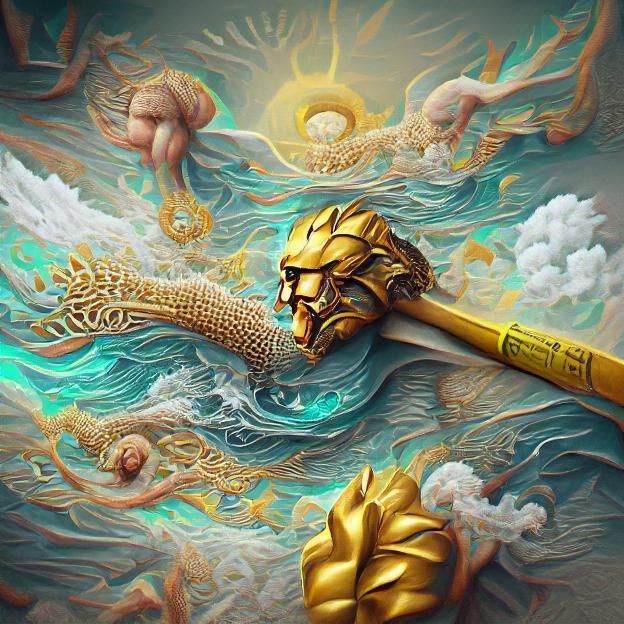 Golden Trident of Poseidon, God of the Sea
