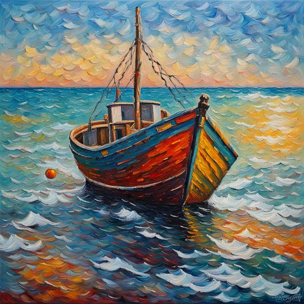 A Fishing Boat - Neo Impressionist
