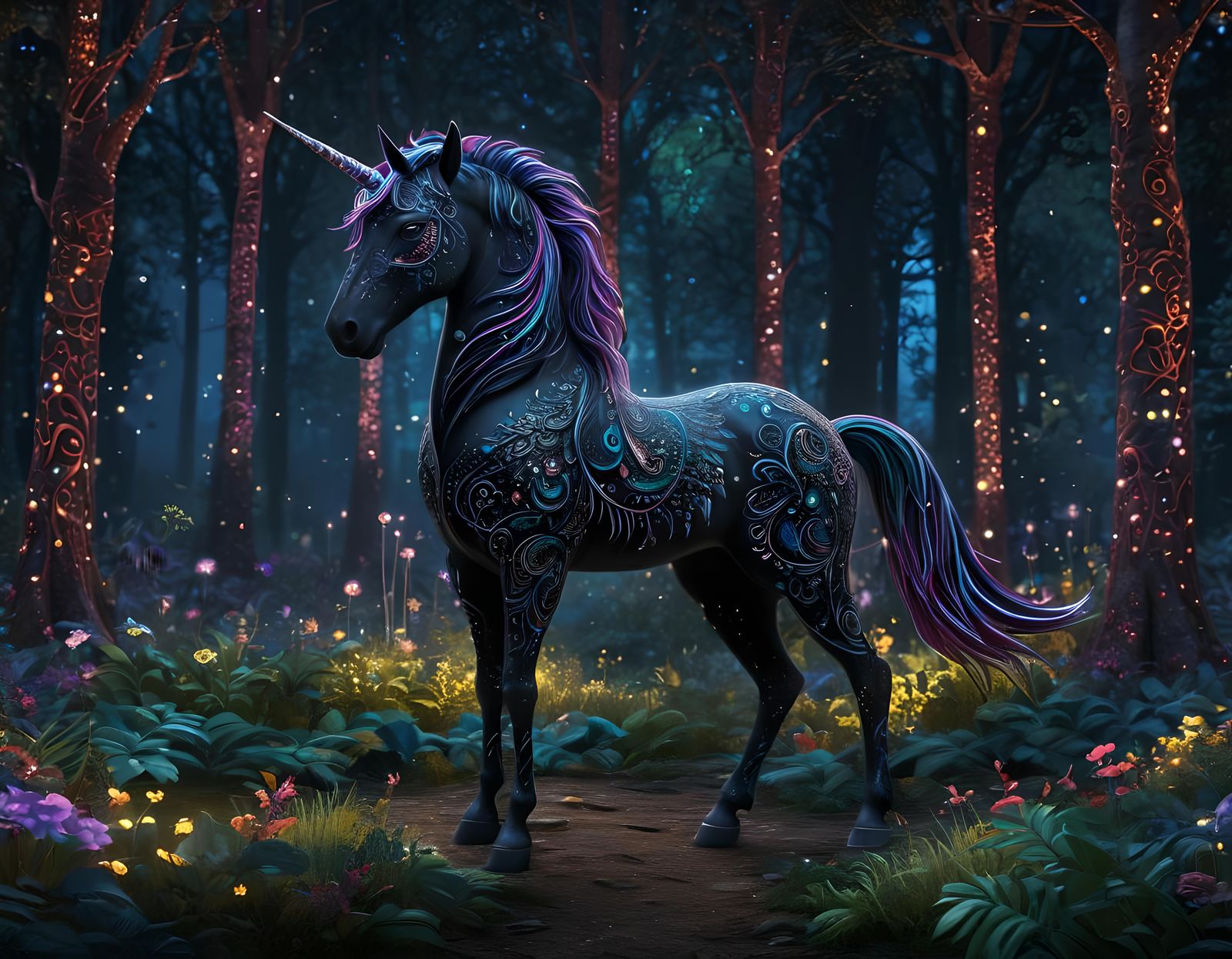 mythical black unicorn   by @Julie