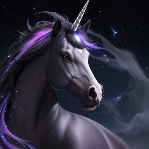 Black unicorn with mist in the background