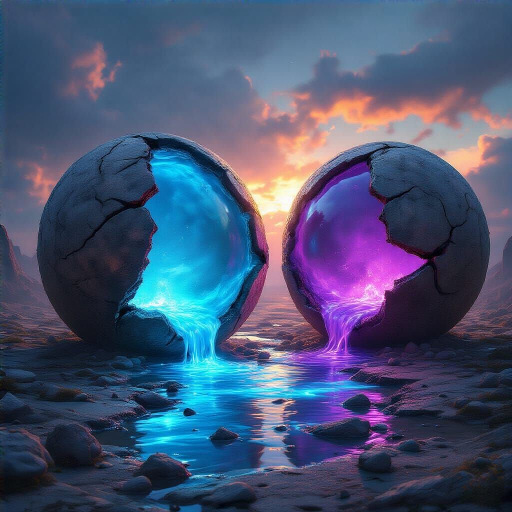 Sphere contains neon fluid