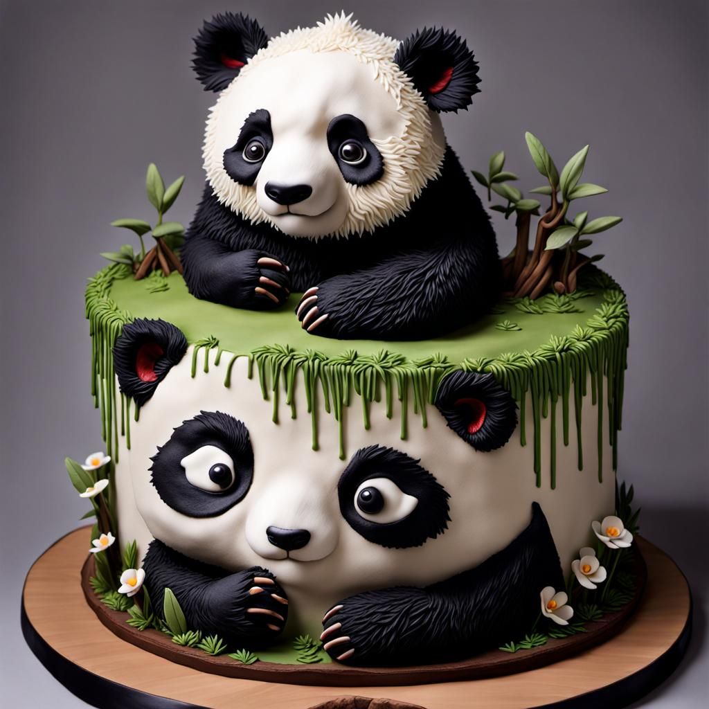 Panda in Forest Cake – Creme Castle