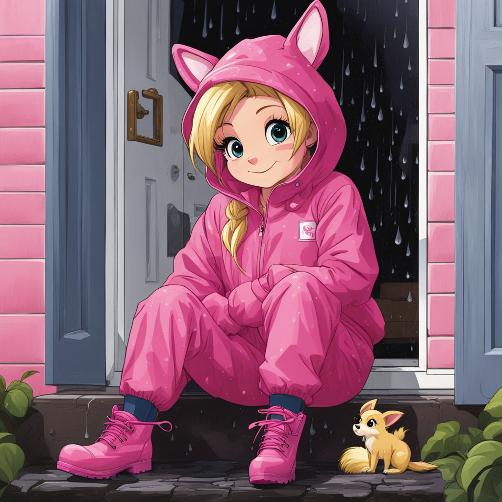 Human Charlene the Chipette, sitting on her back doorstep