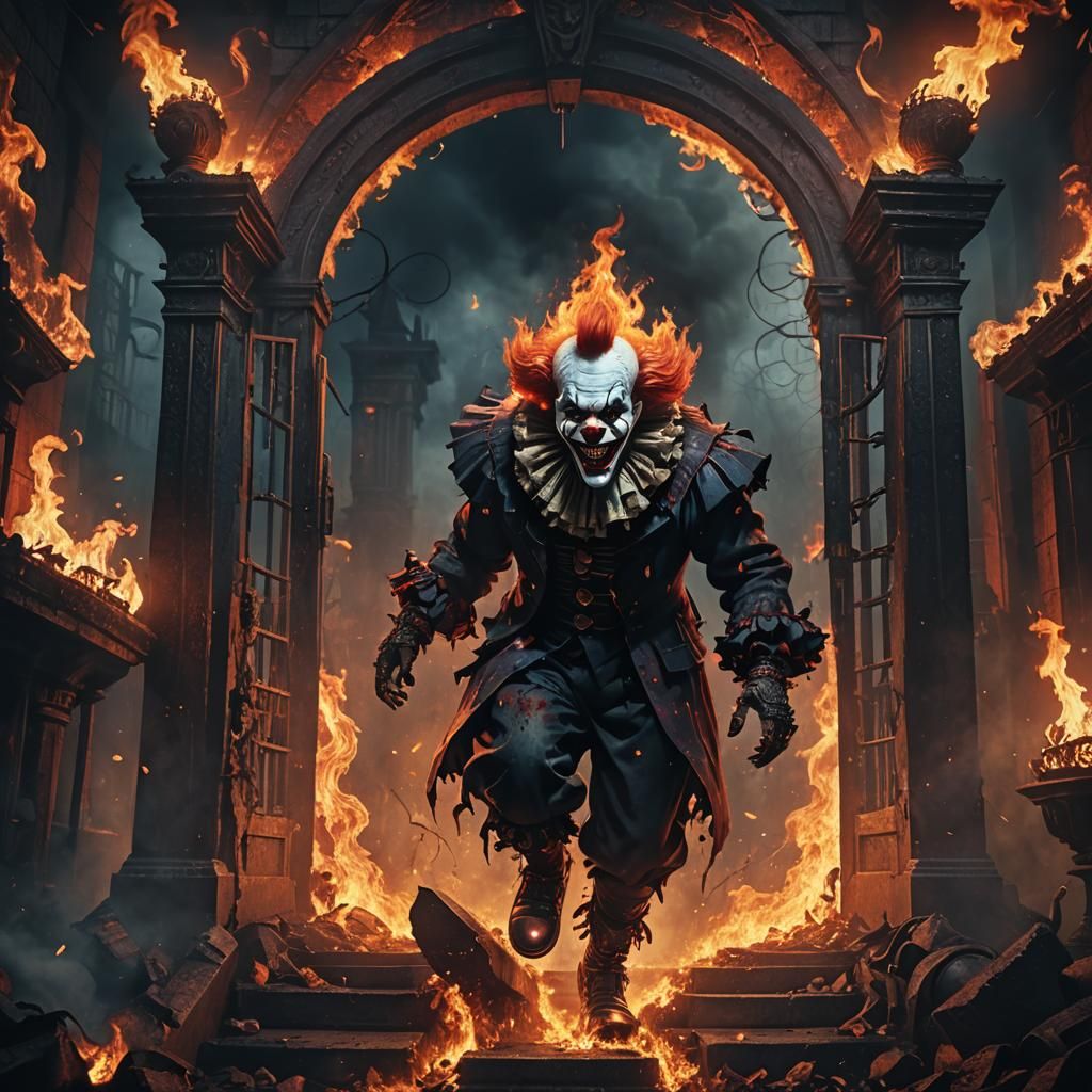 Demonic Clown leaving hell - AI Generated Artwork - NightCafe Creator