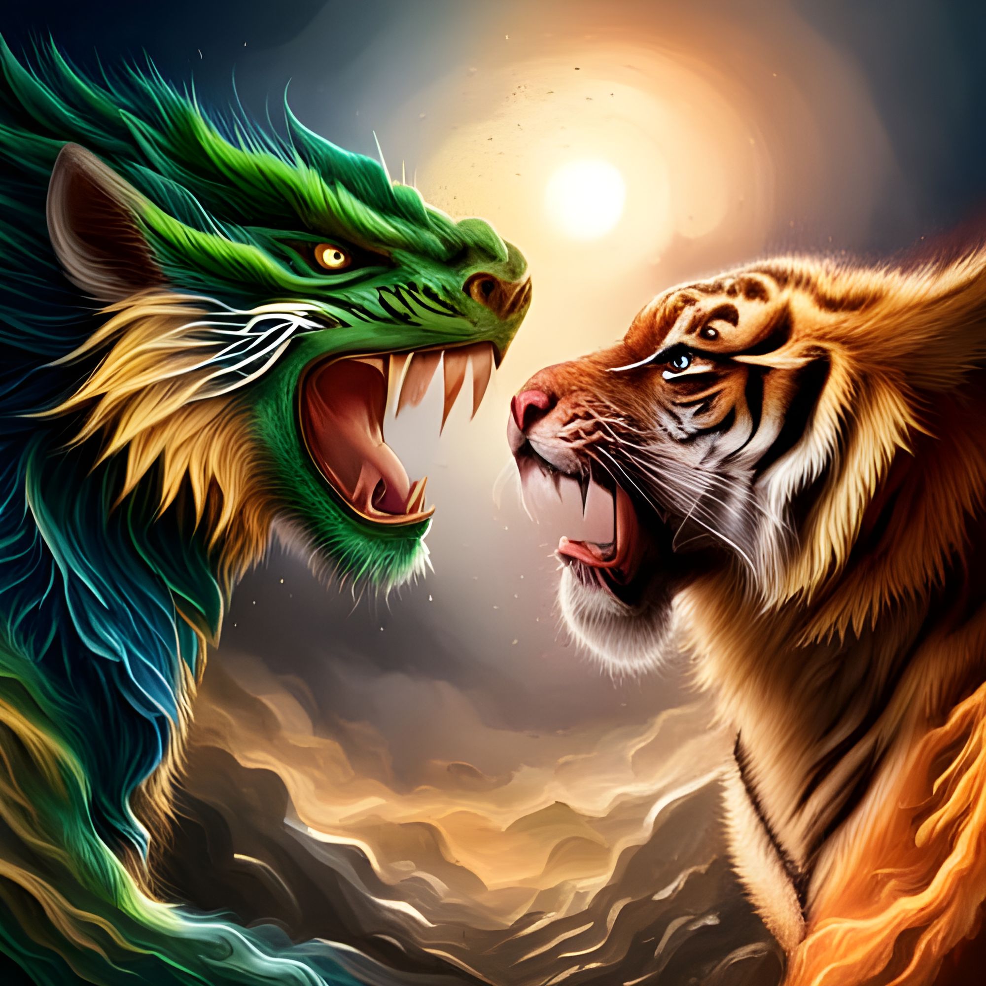 Dragon Versus Tiger - AI Generated Artwork - NightCafe Creator