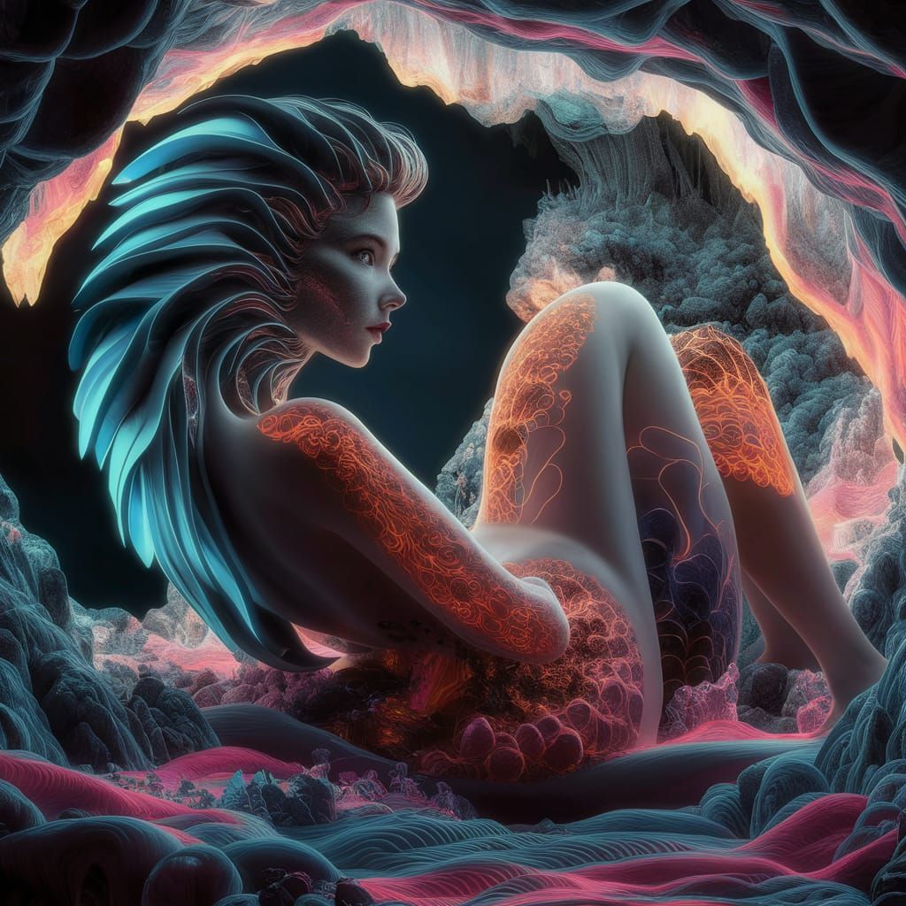 Dragon/wolf woman silhouette