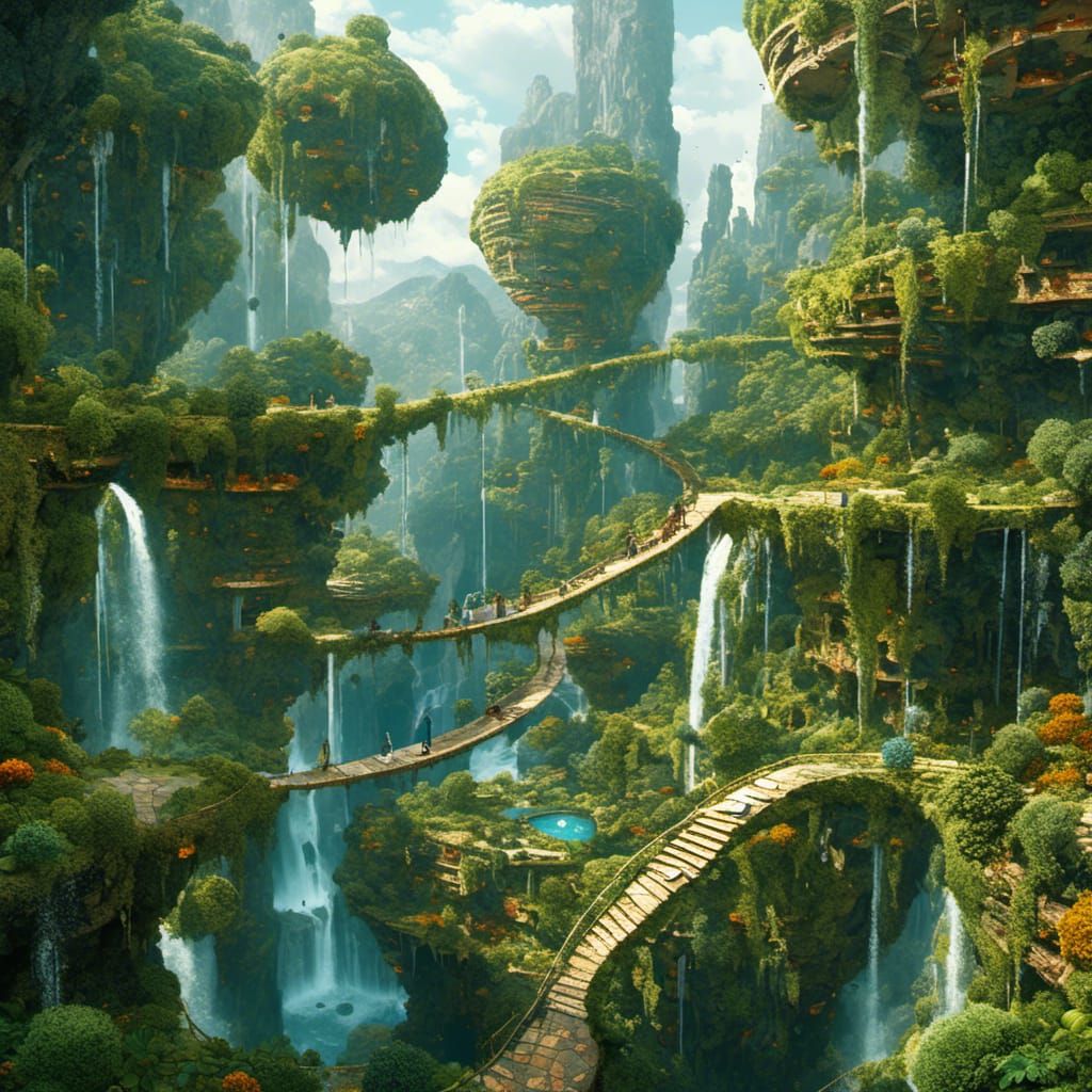 <lora:MJ6 Surreal Builds:1.0> 
Levitating Gardens: Gardens suspended in mid-air by invisible forces, with floating platforms and walkways w...