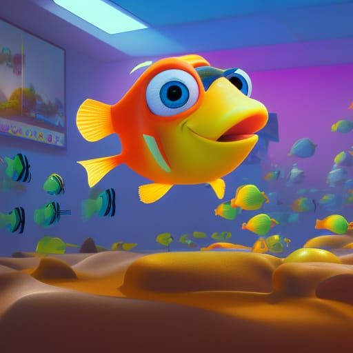 School of fish Pixar style