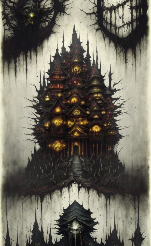 Horror Ghoulish Mob in Chaotic Baroque Collage